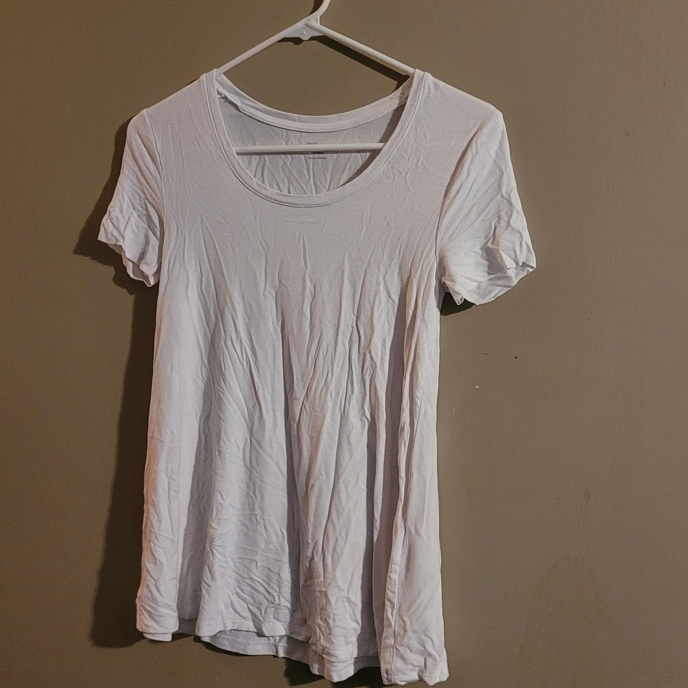 Daily Ritual Tan and White Fitted Short Sleeve Tee Xs